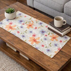 Table Runner Decorative Tablecloth Home Decor Cotton Floral / Cream Double Sided